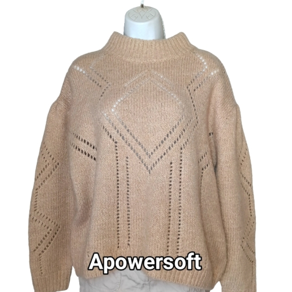 Beige Chunky Wool-Blend Sweater